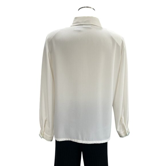 Koret Petites White Polyester Blouse 12 Embellished Collar & Cuffs Elegant Retro - Picture 5 of 13